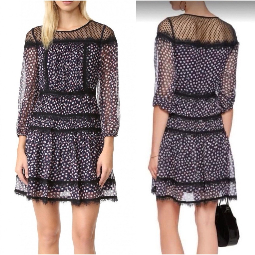 Diane Von Furstenberg Jamie Silk Dress Pirouette Dot Navy/Black size 4